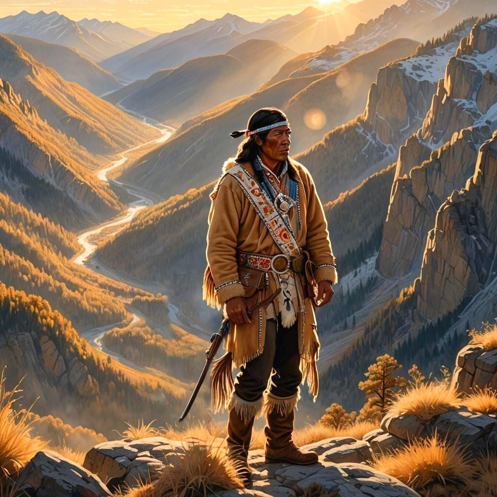 17th Century Fur Trapper on the Lookout