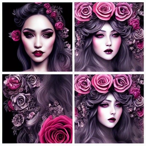 black & red rose Victorian queen