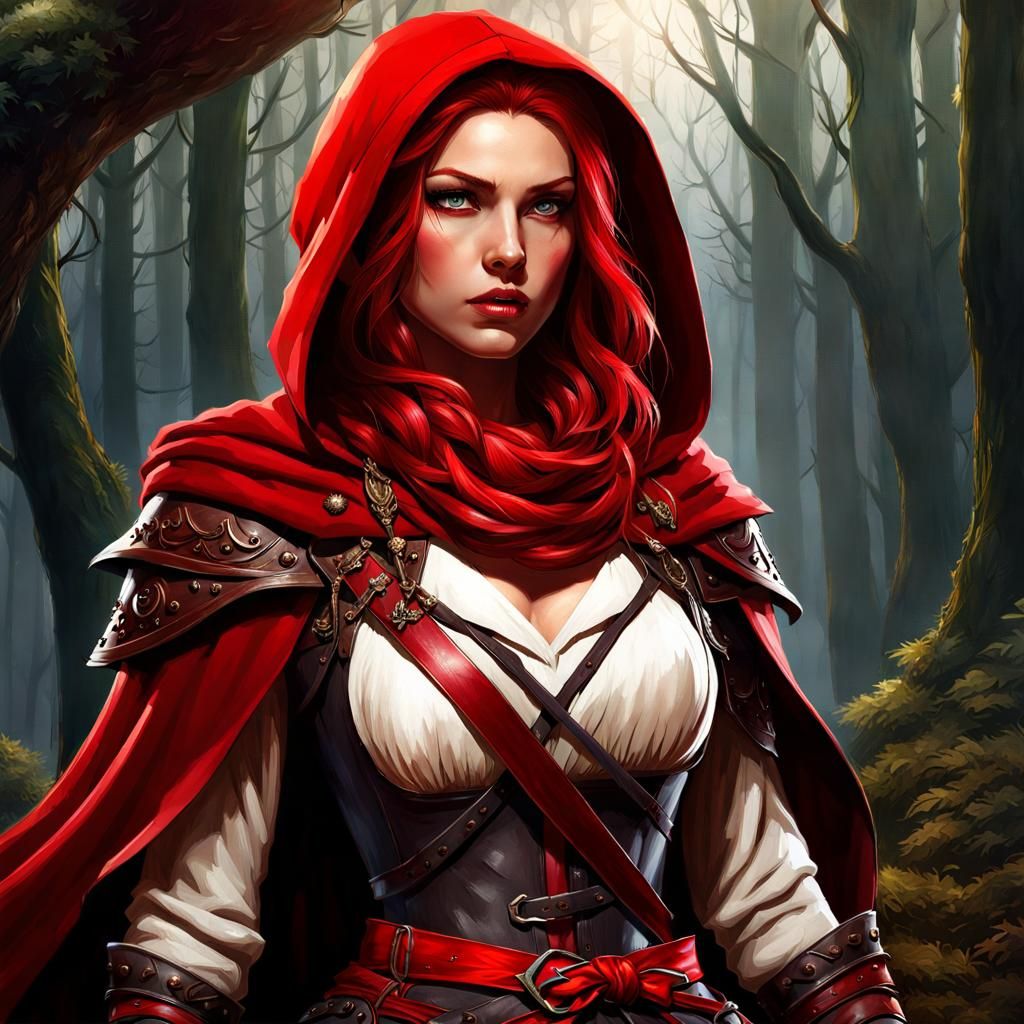Warrior Red Riding Hood in Detailed Matte Painting