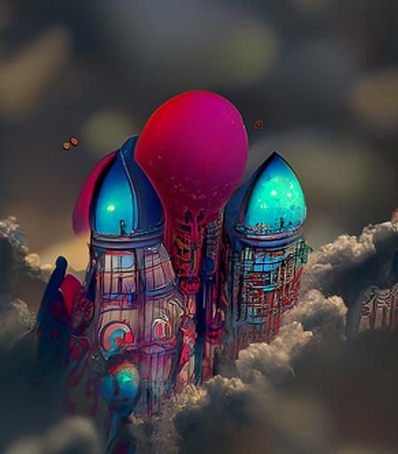 Floating Buildings: Surreal Digital Art