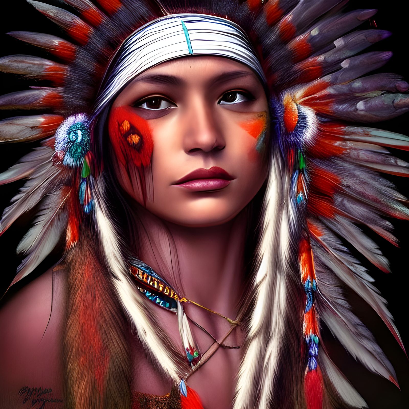 Native American Princess: Detailed Digital Art Portrait