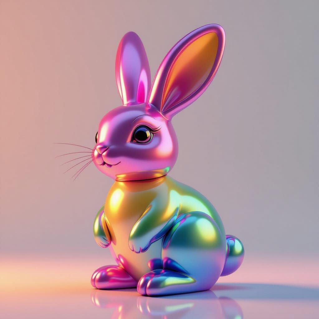 Glossy Rabbit Balloon Sculpture in 3D