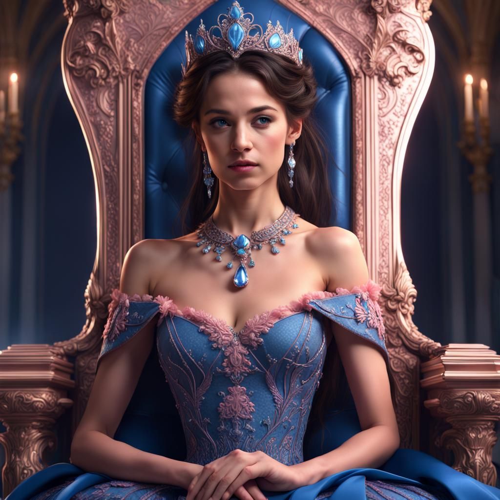 Young Princess on Throne: Detailed Matte Painting