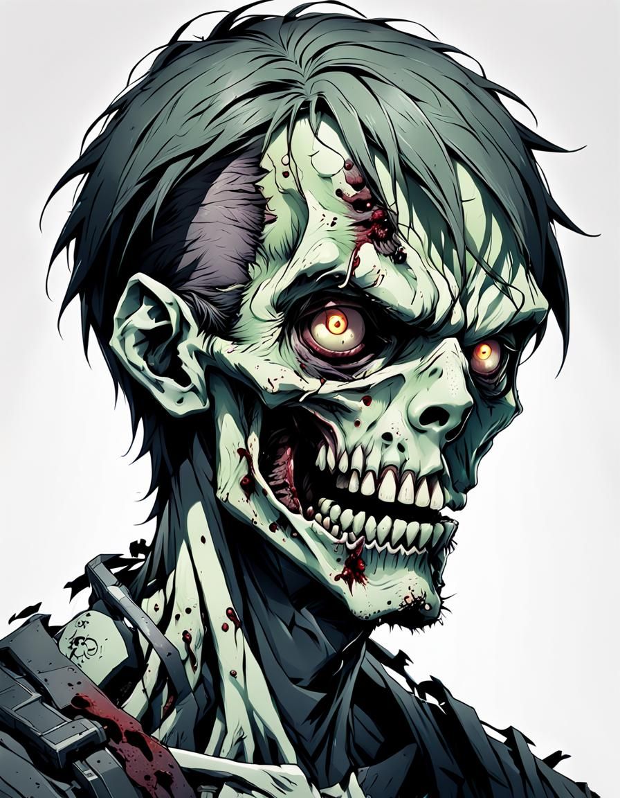 Zombie Portrait in Anime Key Visual Style