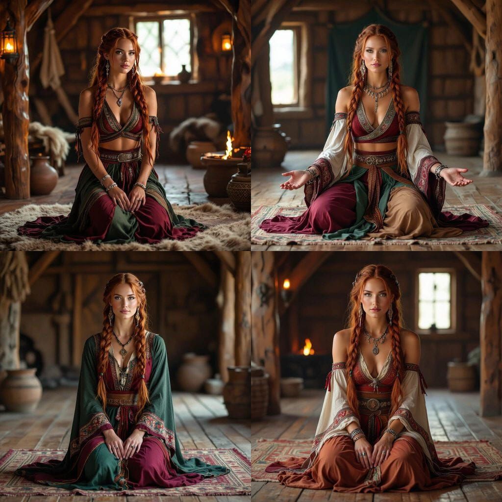 Devotional Woman in Viking Hall