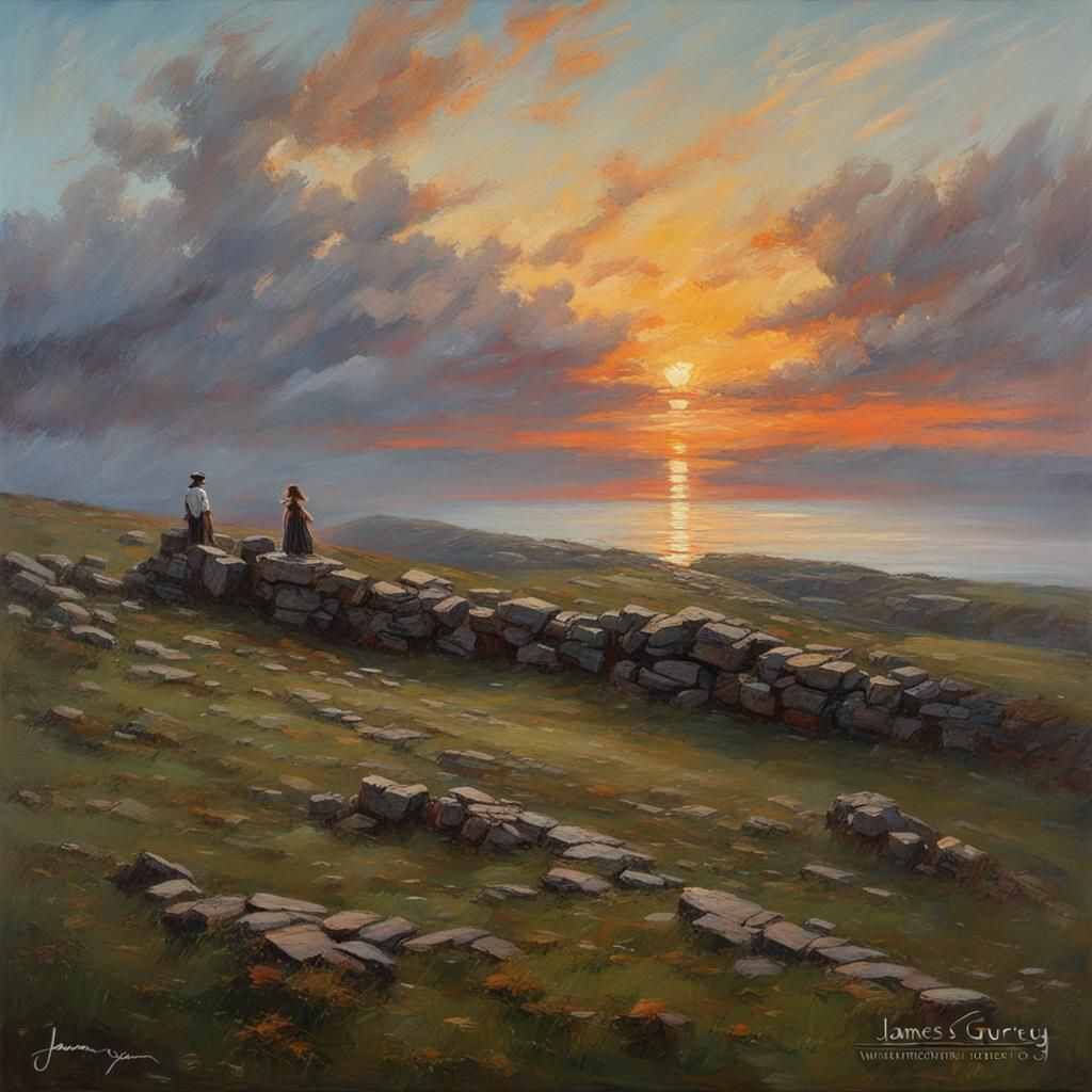 Wuthering Heights Sunset: Oil Painting Landscape