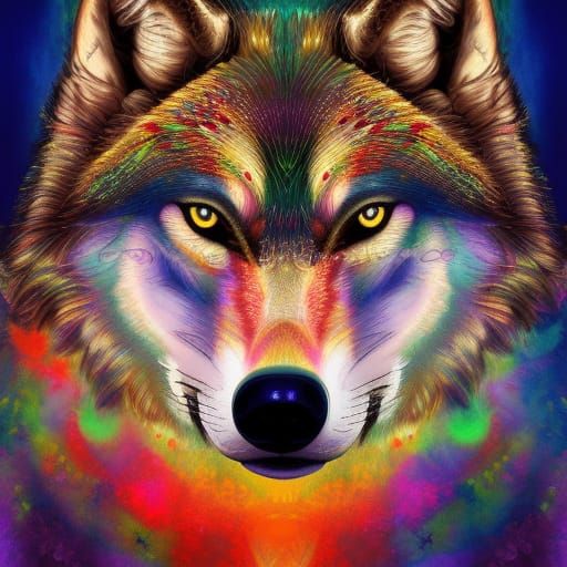 Colorful Wolf Concept Art in 8K Resolution