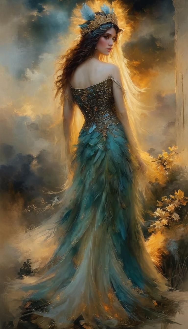 Majestic Grecian Goddess in Classical Contrapposto Pose