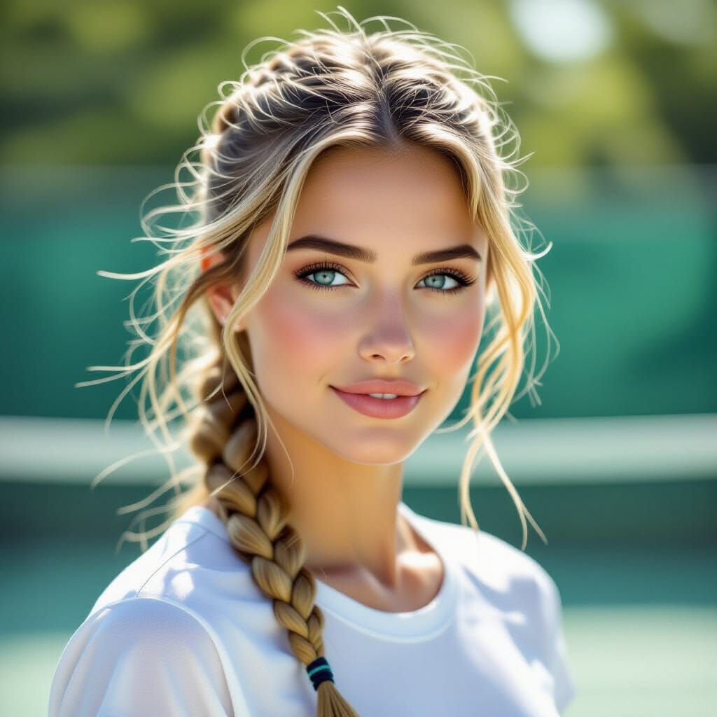 Attractive Woman Playing Badminton in Watercolour Style