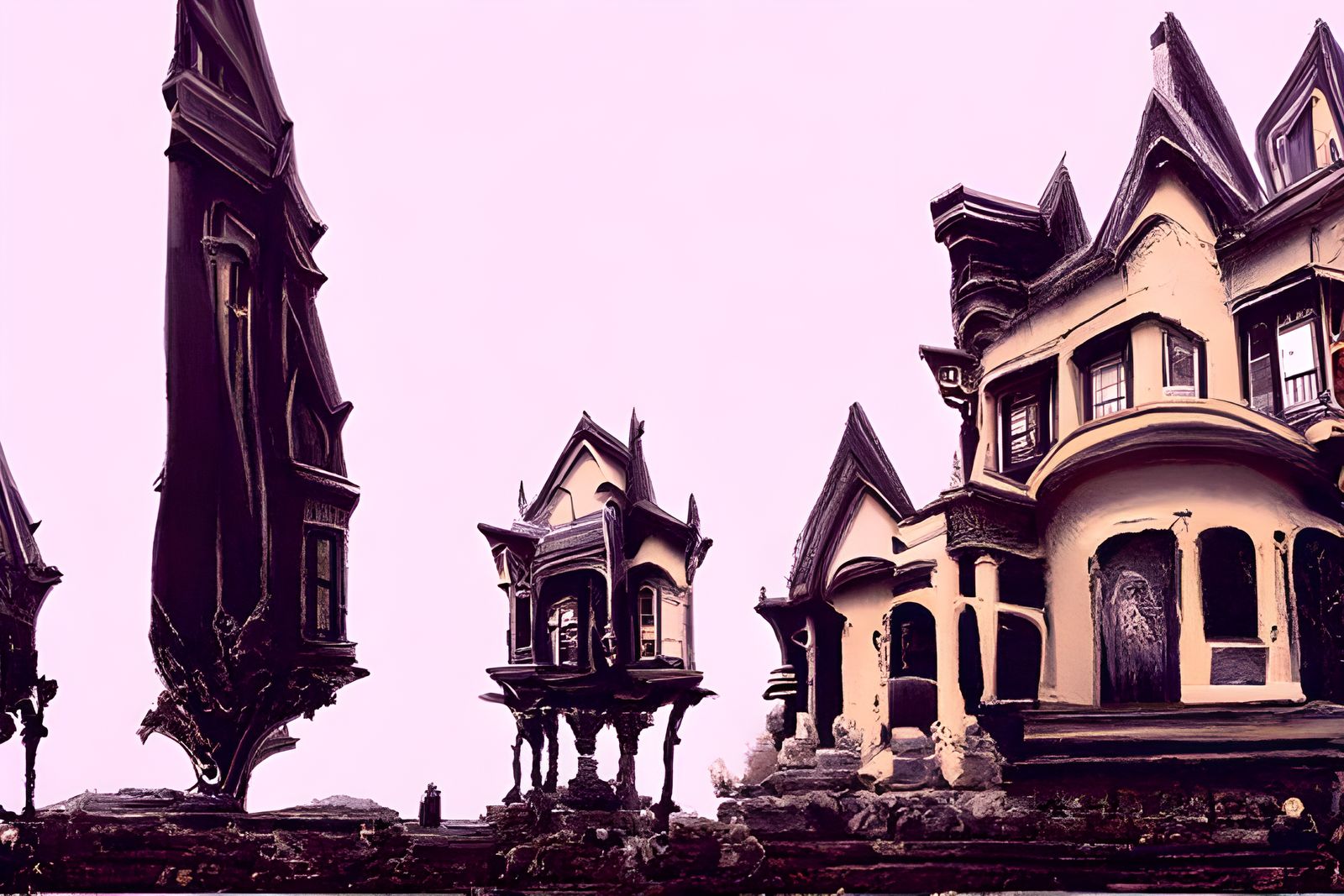 Sinister Victorian House in Gothic Fantasy Style