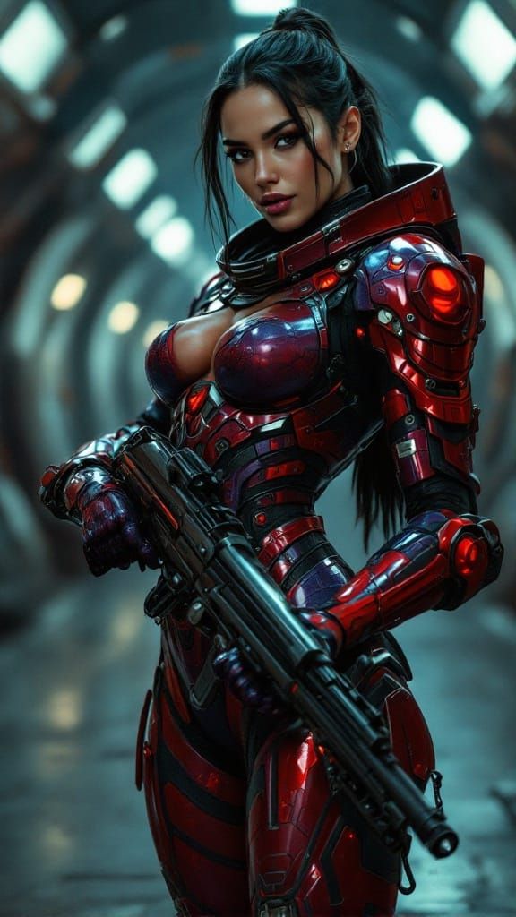 Heroic Interstellar Pilot in Atmospheric Hangar