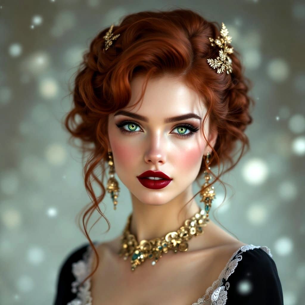 Stunning Photorealistic Portrait of a Red-Haired Beauty in E...