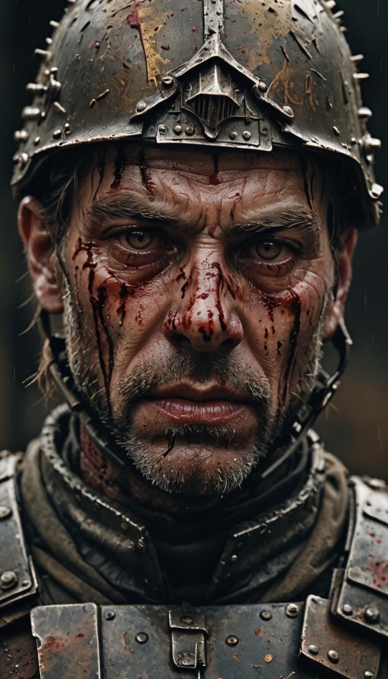 Armored Soldier Portrait in Gritty Cinematic Style