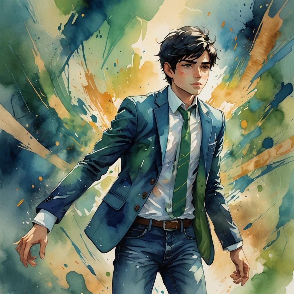 Boy with Green Eyes, Detailed Matte Painting