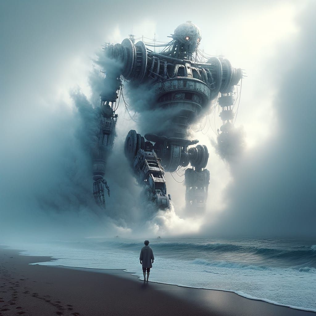 Colossal Machine Emerges from Mist