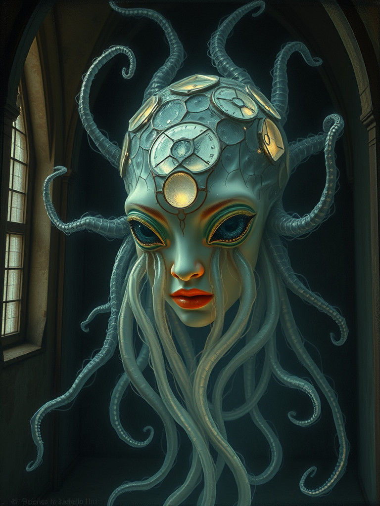 Gothic Android with Tentacles in Ethereal Visage