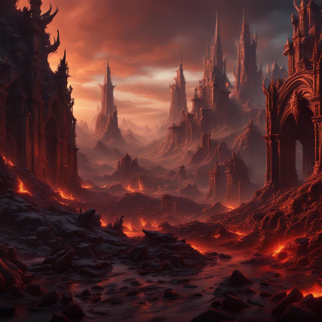 Detailed Hellscape Matte Painting in 8K
