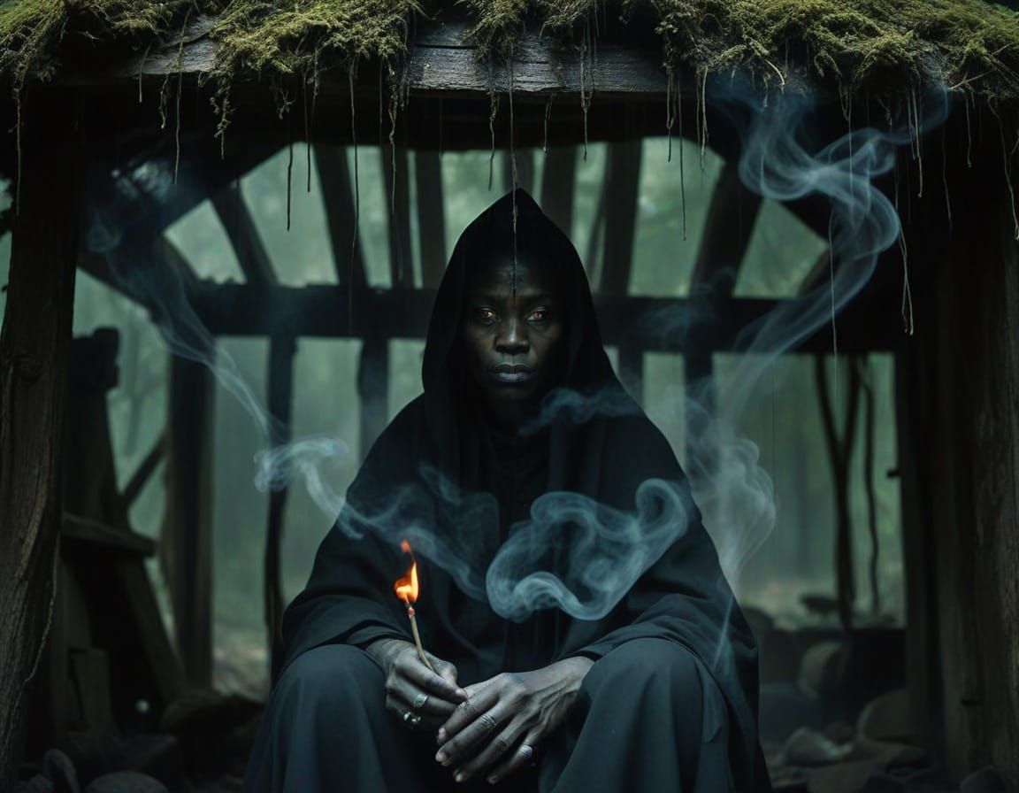 Evil Voodoo Priestess in Haunting Afrofuturist Surrealism