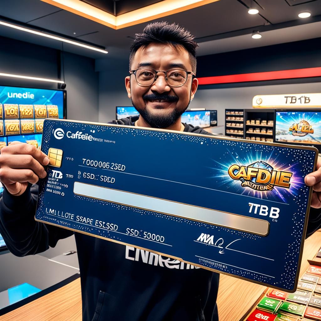holding up winning lottery check for millions,cafedie ,sparkle in eye , 2TB NVMe M.2 SSD, 6TB HDD ,unreal engine 5 ,128...
