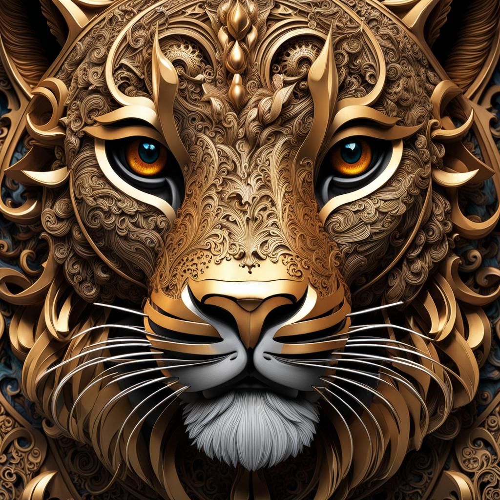 Intricate 3D Puzzle: Face and Animals in 4K