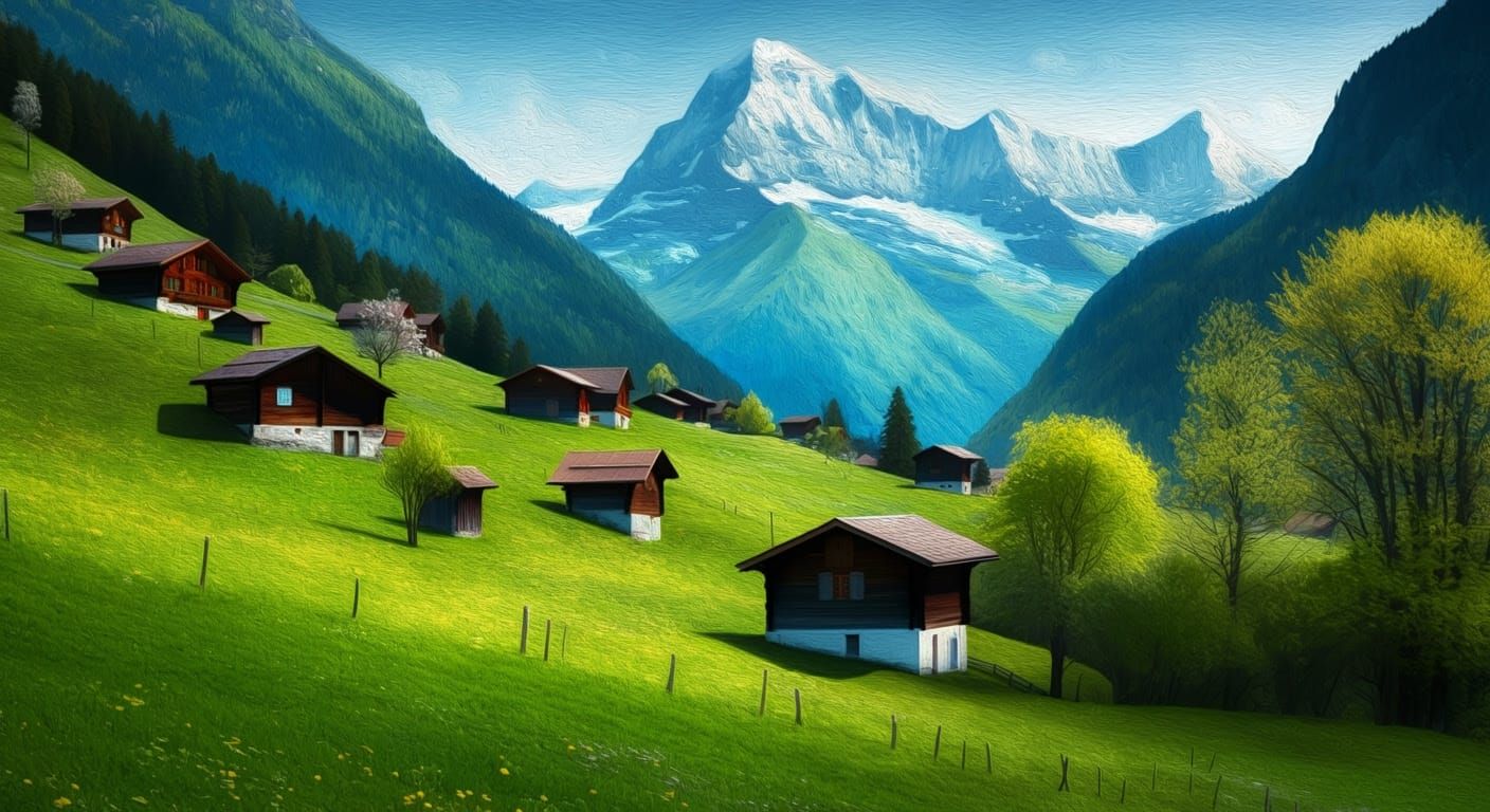 A Swiss Village in Majestic Alpine Splendor