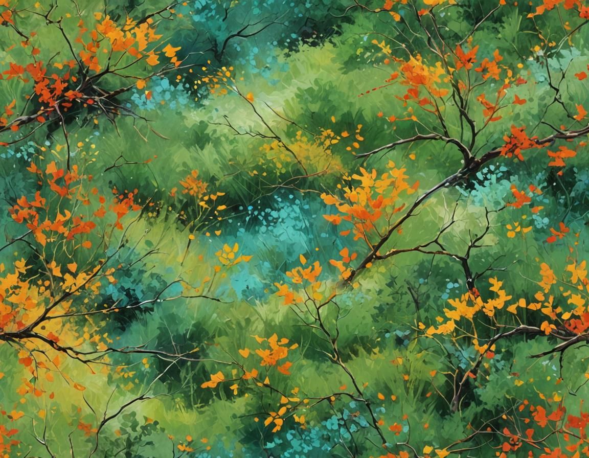 Abstract Landscape Painting with Complementary Colors