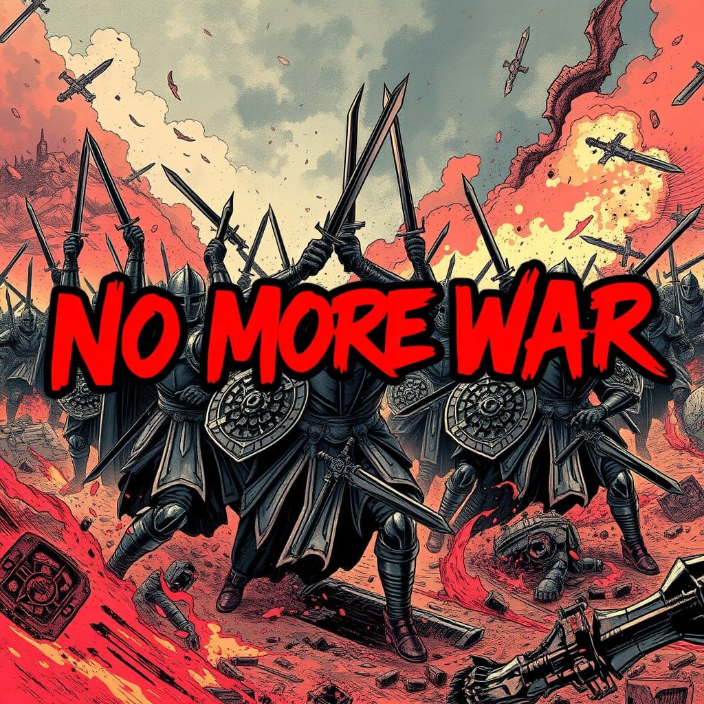 Chaotic Battlefield: Warriors Clash in Dystopian Setting