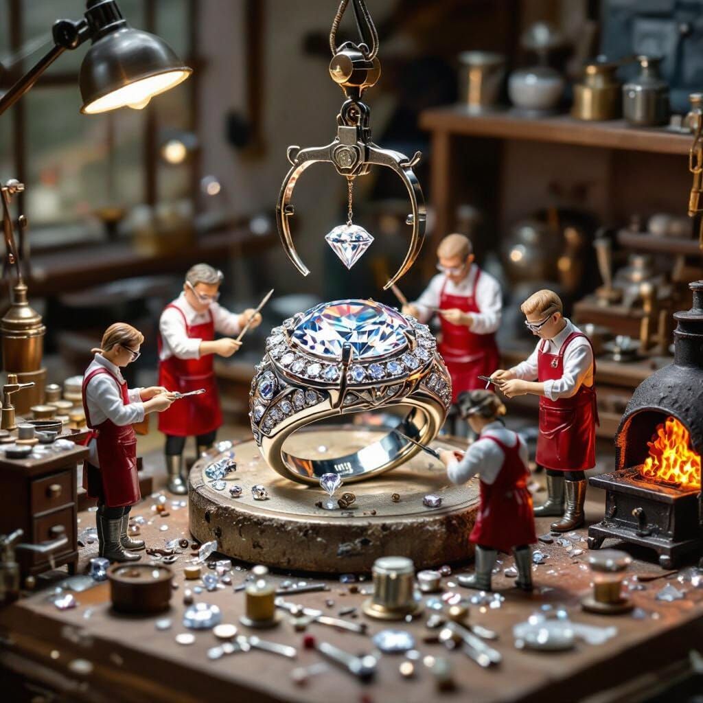 Miniature Jewelers Crafting Giant Signet Ring