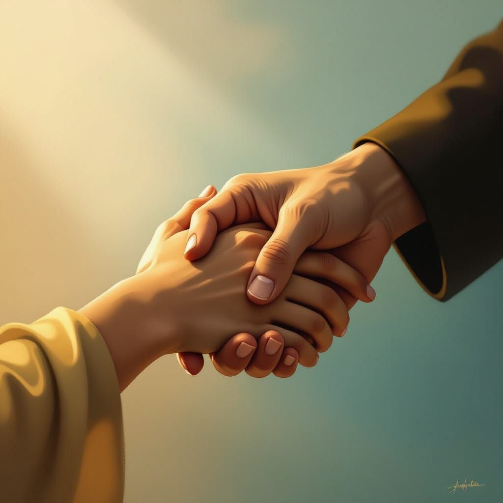 Hands Intertwined in Trust and Control