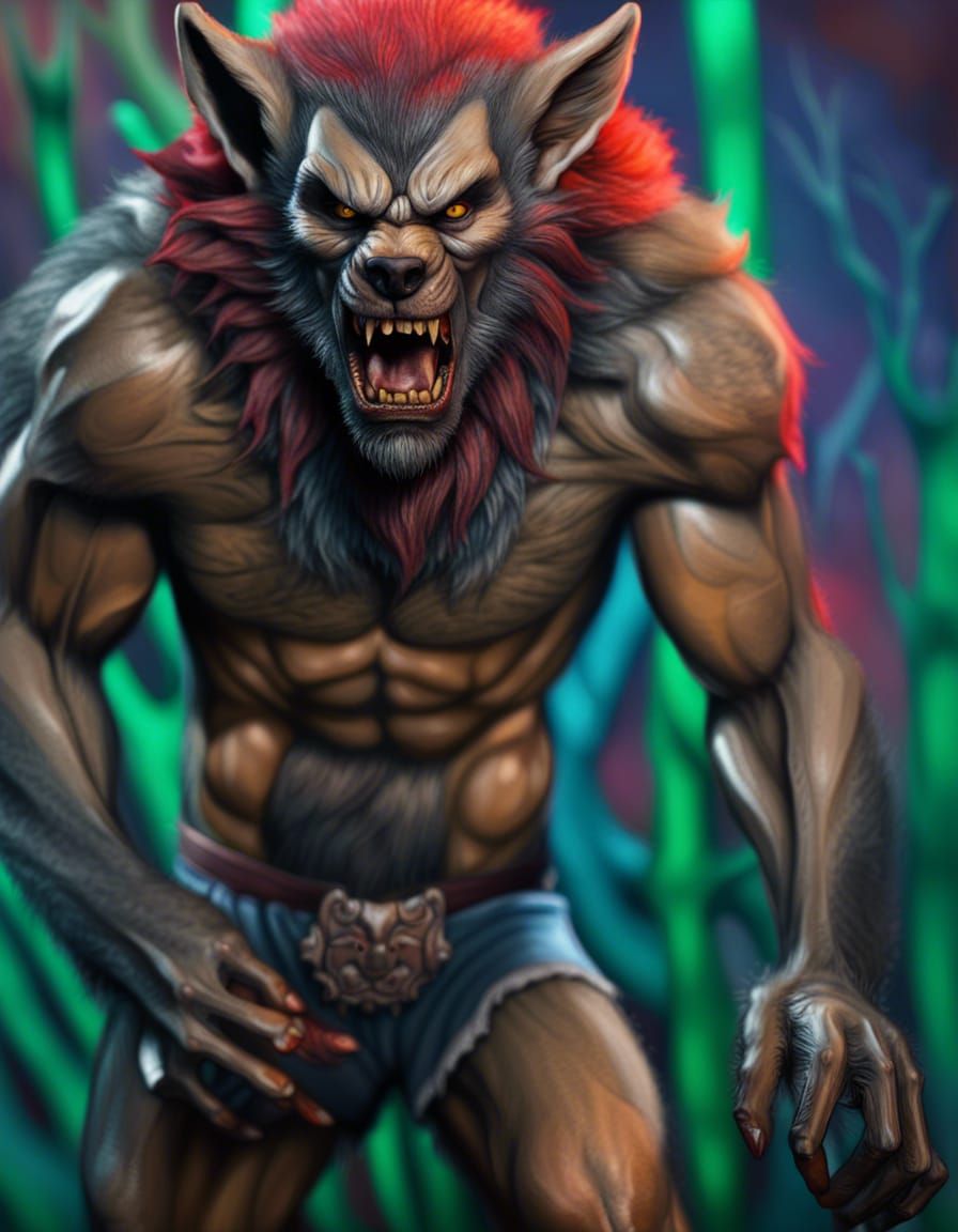Hyperrealistic Werewolf Man: Intricate Photorealistic Detail