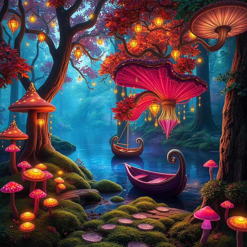Whimsical Forest in Vibrant Hues