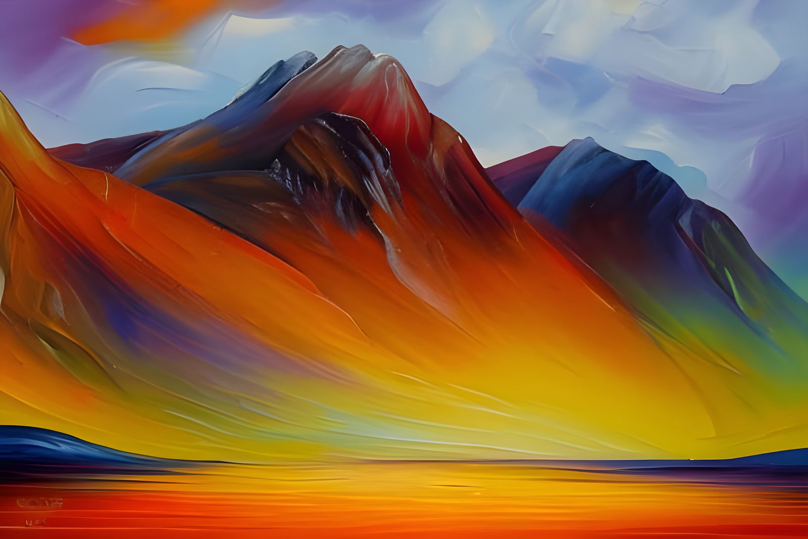Orange Glencoe, Scotland as an Impasto Oil Painting