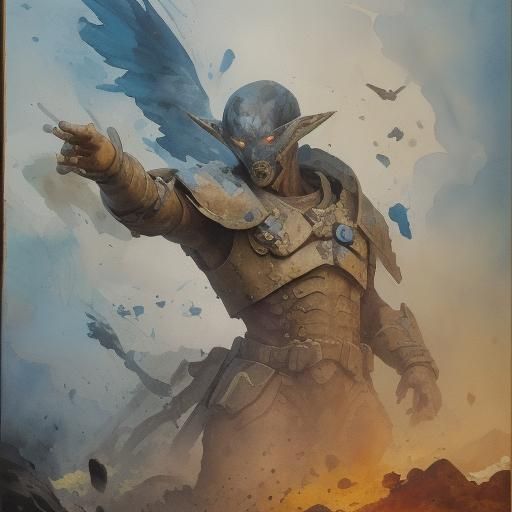 Dramatic Cinematic Scene in Gouache and Watercolor Style