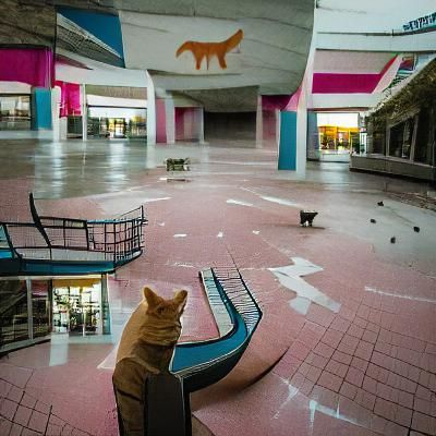 Abandoned Mall with Solitary Cat