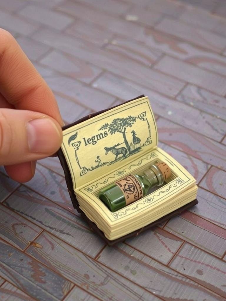 tiny book with a bottle hidden in it