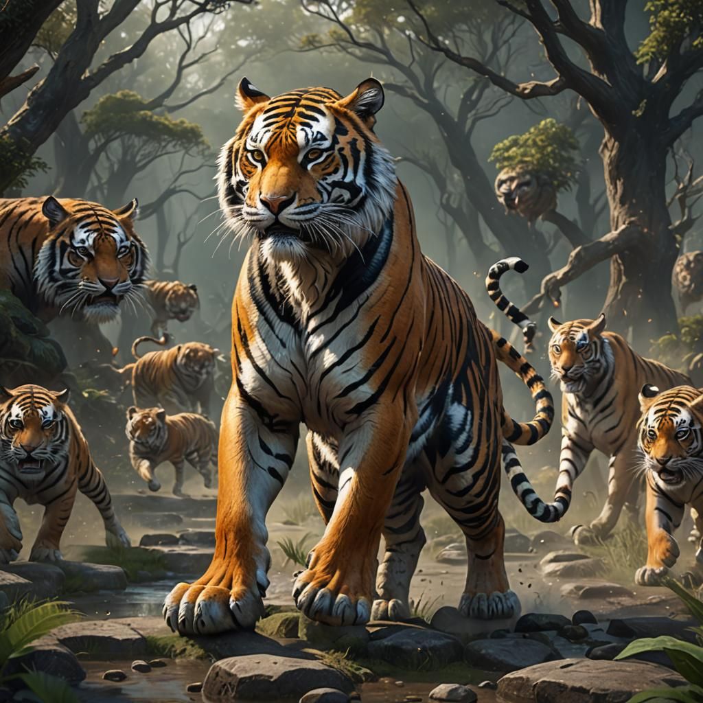 Sorcerer Tiger Menaces Livestock: Fantasy Concept Art