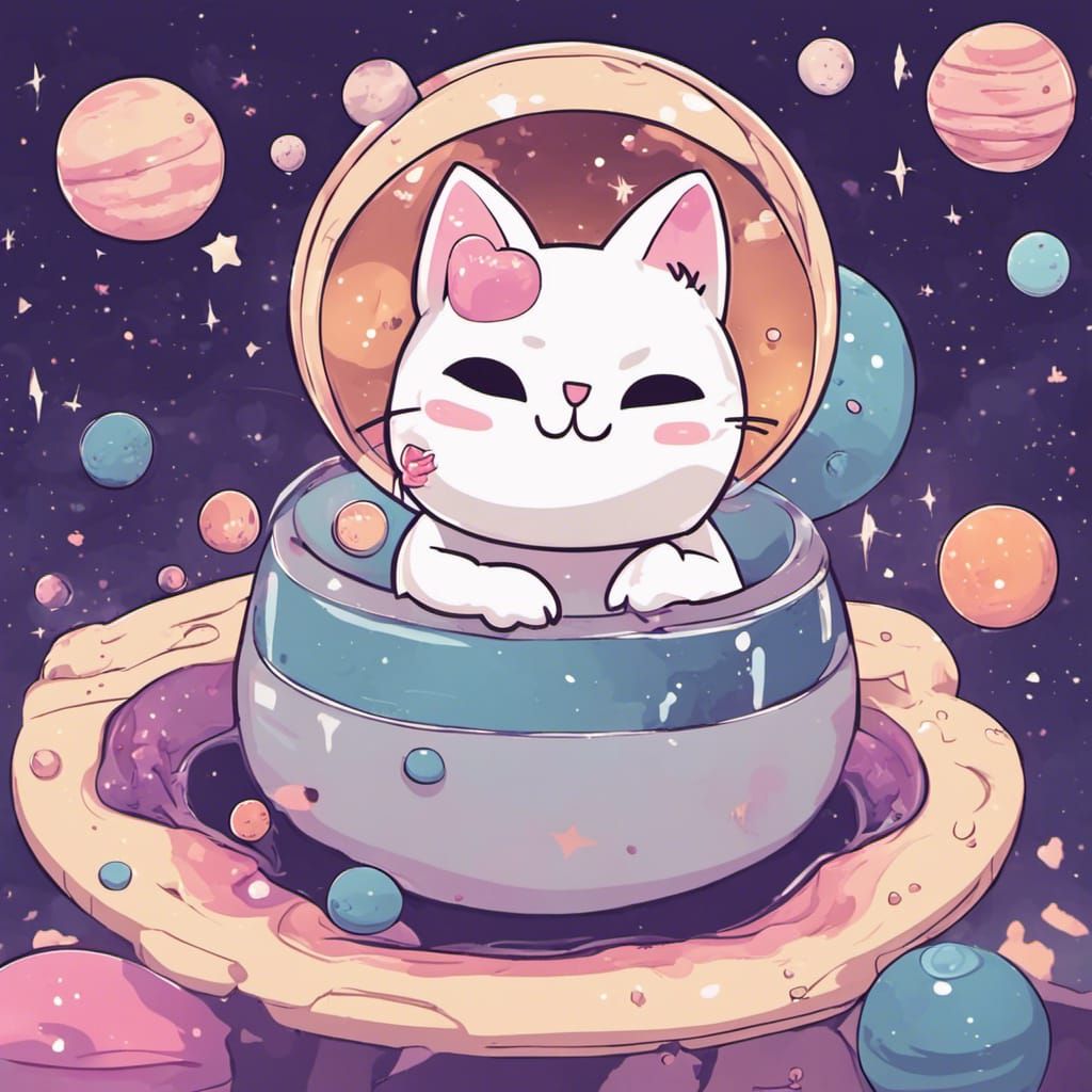 Kawaii Cat in Space Spa: Floating Universe