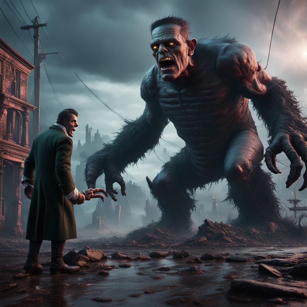 Epic Battle: Frankenstein vs Frankenzilla in Detailed Matte ...