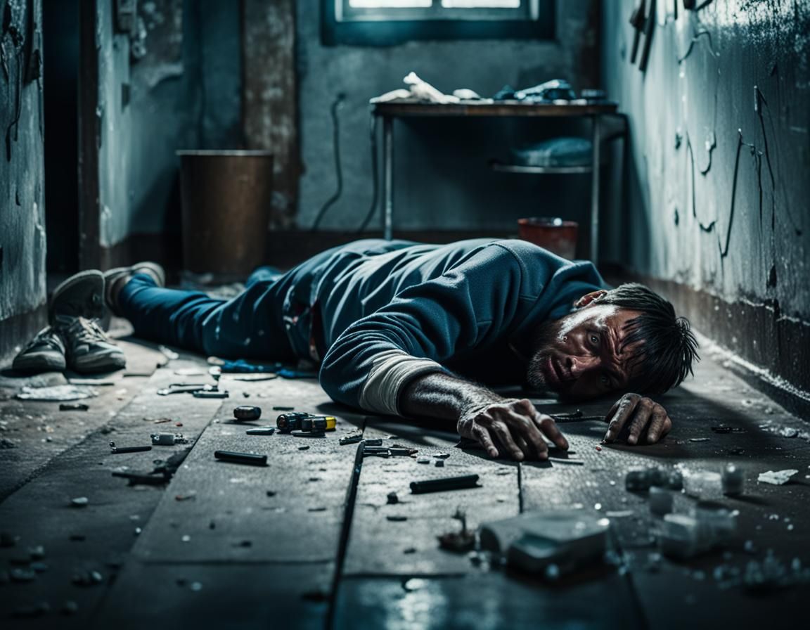 Photo-Realistic Image of Addict in Crack House