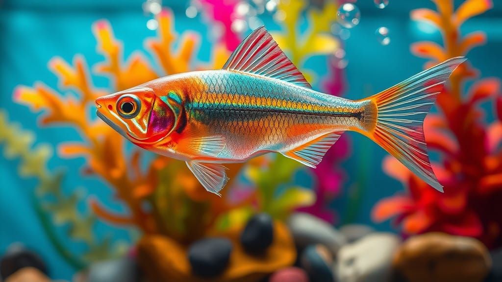Hyperrealistic X-ray Tetra in Vibrant Aquatic Wonderland