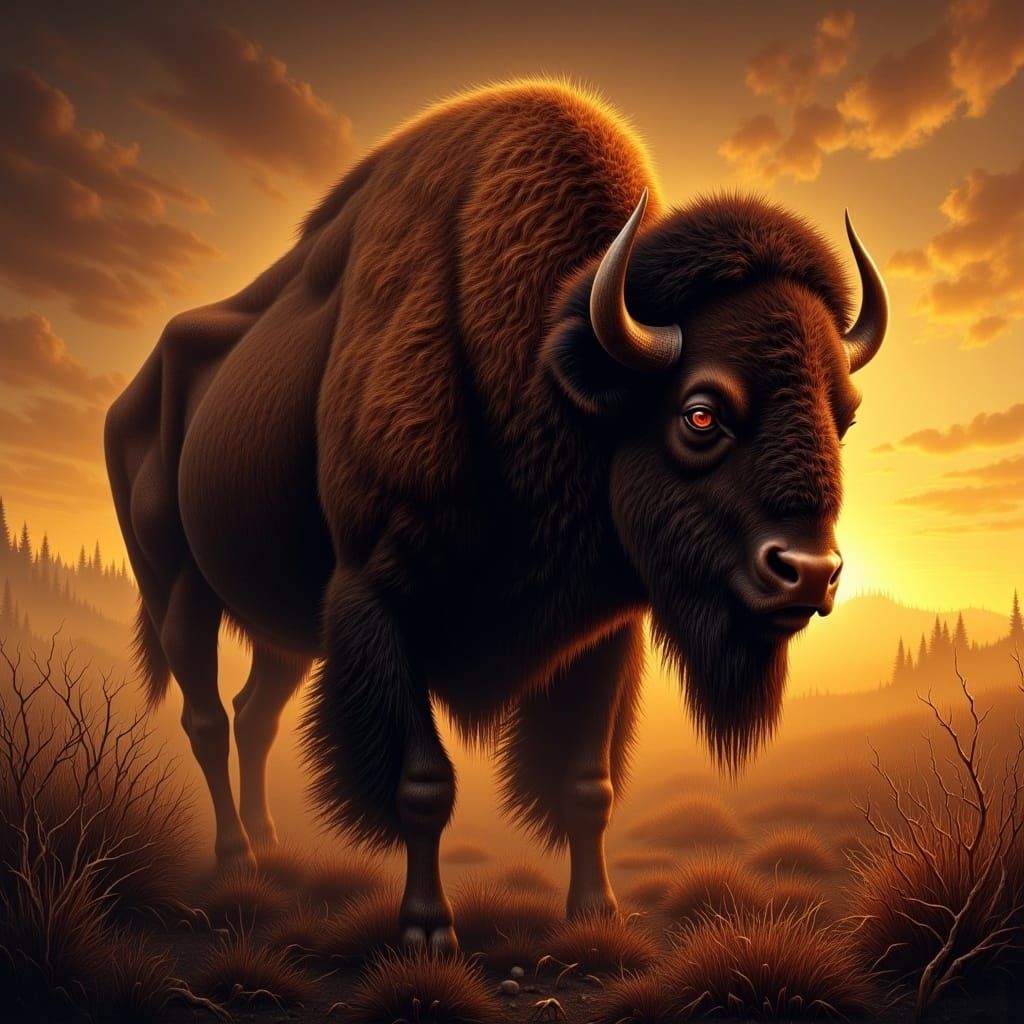 Bison at Sunset: Death Metal Album Art