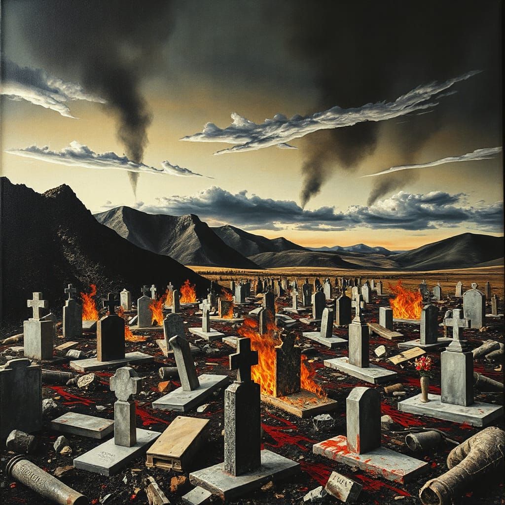 Surreal Warscape in Cubist, Pop Art Style