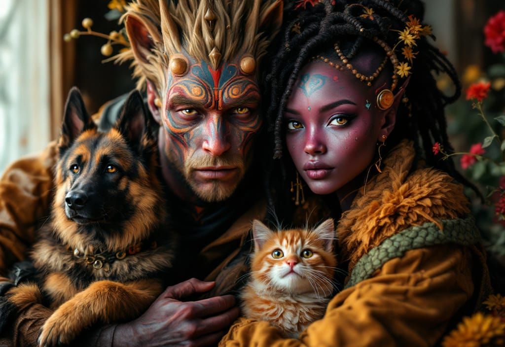 Family Portrait with Alien Mother, Bizarre Art Style