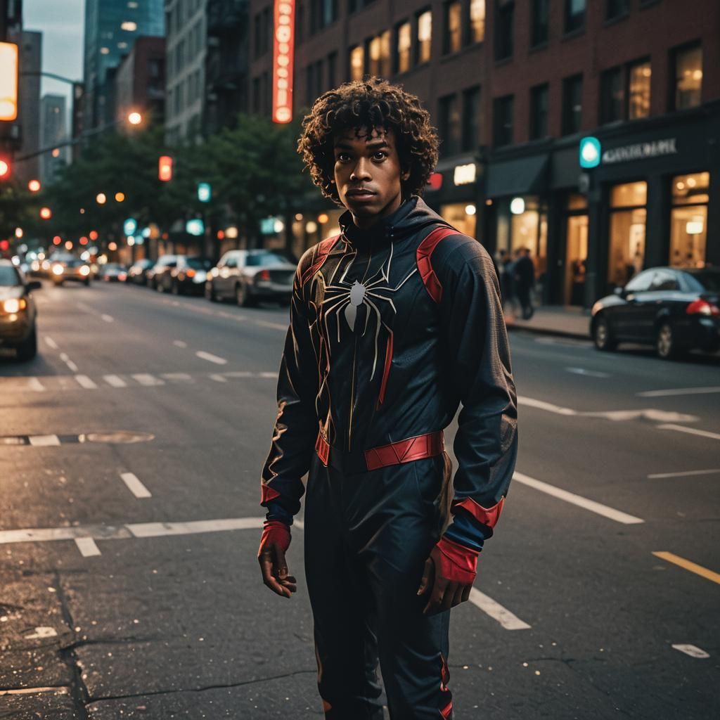 Heroic Spider-Man Film Still in City Street