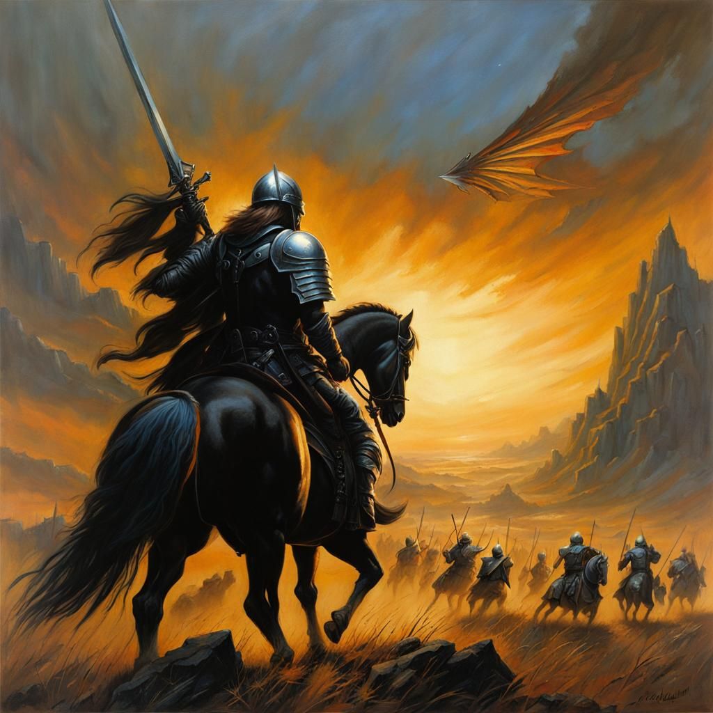 Grimdark Paladin on a Fantastical Battlefield