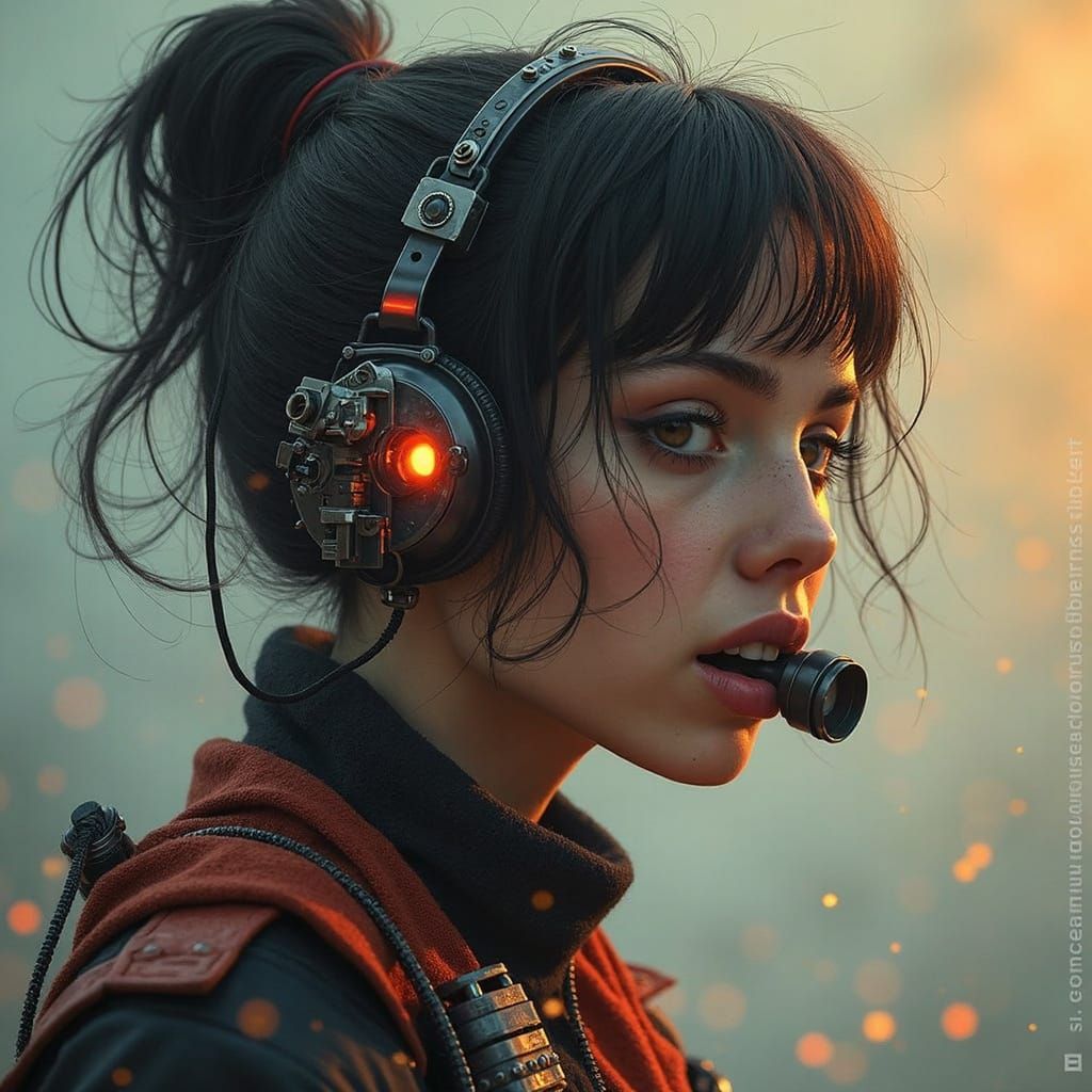 Mystical Woman in Dark Futurism Style