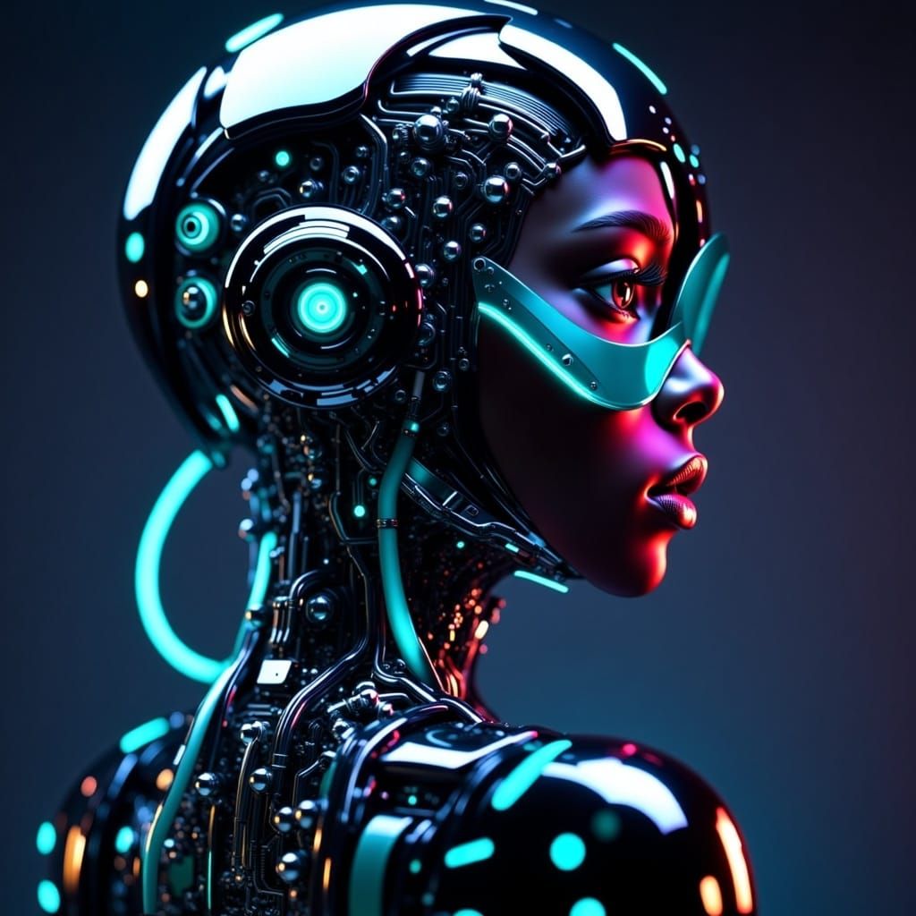 Cyberpunk Cyborg Portrait in HDR