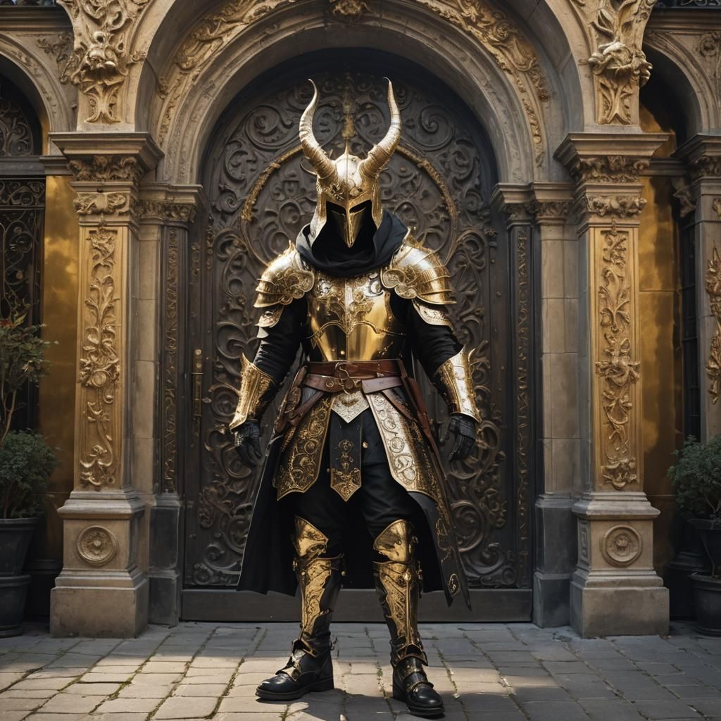 Hooded Daemon Warrior in Baroque Victorian Armor