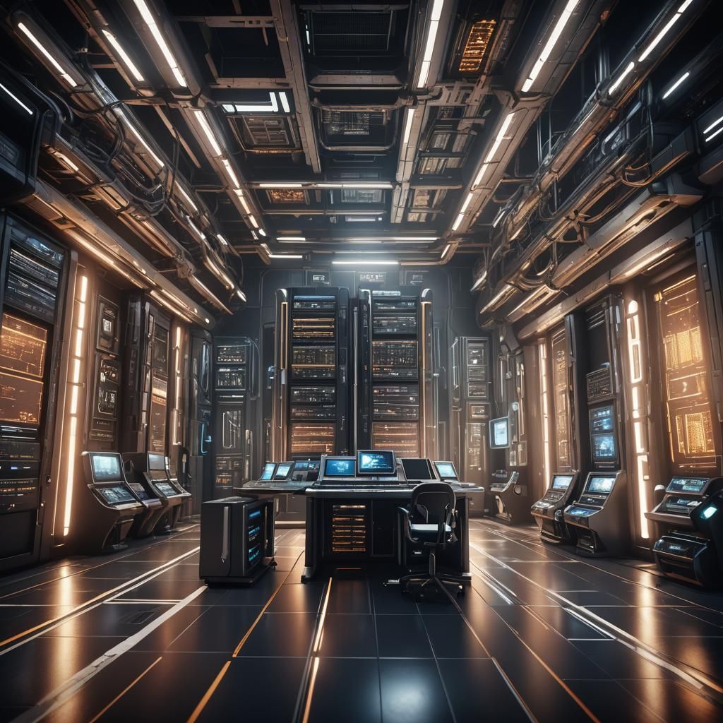 Detailed High-Tech Supercomputer Terminal in 3D