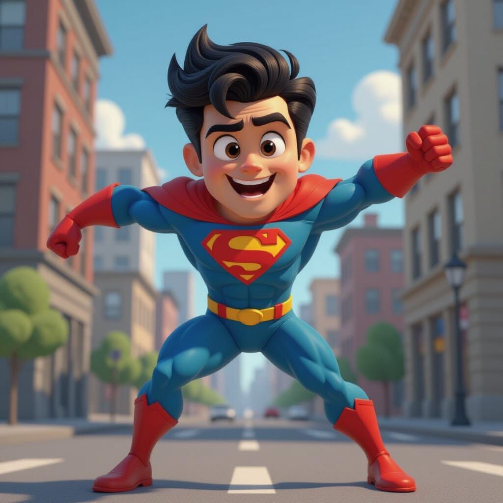 Superhero in Pixar Disney Animation Style